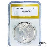 1922-D Silver Peace Dollar PGA MS65