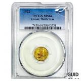 1922 Grant Rare Gold Dollar PCGS MS64 With Star