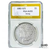1882-O/S Morgan Silver Dollar PGA AU55 Strong