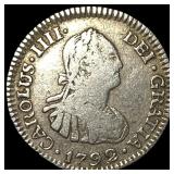 1792-PR Bolivia Charles IV Silver 1/2 Real
