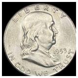 1953-S Silver Half Dollar Franklin GEM BU