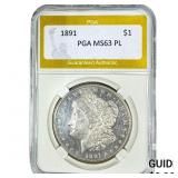 1891 Morgan Silver Dollar PGA MS63 PL
