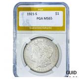 1921-S Morgan Silver Dollar PGA MS65