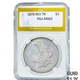 1878 Rev 79 Morgan Silver Dollar PGA MS63