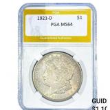 1921-D Morgan Silver Dollar PGA MS64