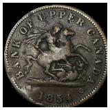 1854 Bank Of Upper Canada Copper Penny Token