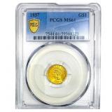 1857 Rare Gold Dollar PCGS MS61