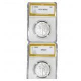[2 Coins] 1943-1944 Walking Liberty Half Dollar PG