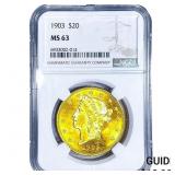 1903 $20 Gold Double Eagle NGC MS63