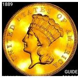 1889 $3 Gold Piece CHOICE BU PL