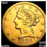 1854 $5 Gold Half Eagle HIGH GRADE+