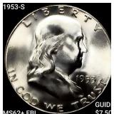 1953-S Franklin Half Dollar UNCIRCULATED +