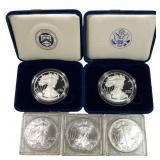 [5 Coins] 2004-2012 American Eagle 1 oz Silver Pro