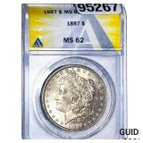 1887 Morgan Silver Dollar ANACS MS62