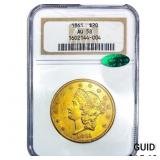 1861 CAC $20 Gold Double Eagle NGC AU58