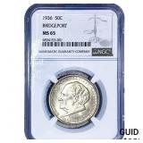 1936 Bridgeport Half Dollar NGC MS65