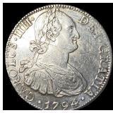 1794-Mo FM Mexico 8 Reales Silver Coin CLOSELY UNC