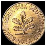 1958-D West Germany Bronze 2 Pfennig