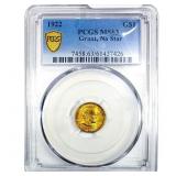 1922 Grant Rare Gold Dollar PCGS MS63 No Star