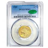1909 CAC $5 Gold Half Eagle PCGS MS63