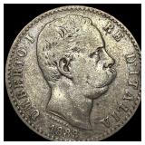 1883 Italy Silver 2 Lire .2685oz ASW