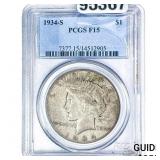 1934-S Silver Peace Dollar PCGS F15