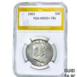 1963 Franklin Half Dollar PGA MS65+ FBL