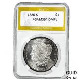 1880-S Morgan Silver Dollar PGA MS64 DMPL