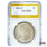 1921-D Morgan Silver Dollar PGA MS64