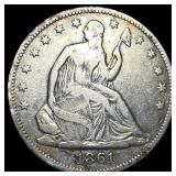 1861 Seated Liberty Half Dollar LIGHTLY  CIRCULAT
