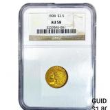 1908 $2.50 Gold Quarter Eagle NGC AU58