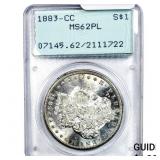 1883-CC Morgan Silver Dollar PCGS MS62 PL
