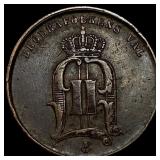 1874 Sweden Oscar II Bronze 2 Ore
