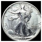 1918-D Silver Walking Liberty Half Dollar  NEARLY