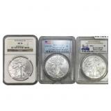 [3 Coins] 2011-2016 Silver Eagle PCGS/NGC MS70