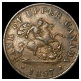 1857 Bank of Upper Canada Copper 1/2 Penny Token
