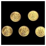 5 1945 2 Pesos Gold