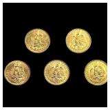 5 1945 2 Pesos Gold