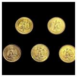 5 1945 2 Pesos Gold