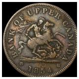1854 Bank of Upper Canada Copper Penny Token