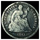 1861 Seated Liberty Half Dime LIGHTLY  CIRCULATED