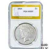 1934 Silver Peace Dollar PGA MS64
