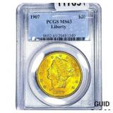 1907 $20 Gold Double Eagle PCGS MS63