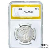 1942 Walking Liberty Half Dollar PGA MS66