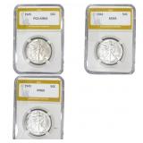[3 Coins] 1941-1945 Walking Liberty Half Dollar PG