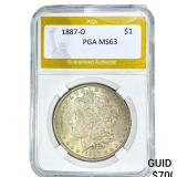 1887-O Morgan Silver Dollar PGA MS63
