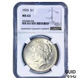 1925 Silver Peace Dollar NGC MS63