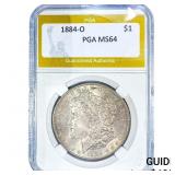 1884-O Morgan Silver Dollar PGA MS64
