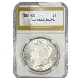 1881-CC Morgan Silver Dollar PGA MS65 DMPL
