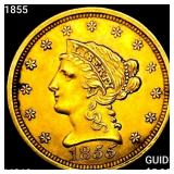 1855 $2.50 Gold Quarter Eagle UNCIRCULATED